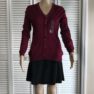 Jaclyn Smith Burgundy V-Neck Sweater